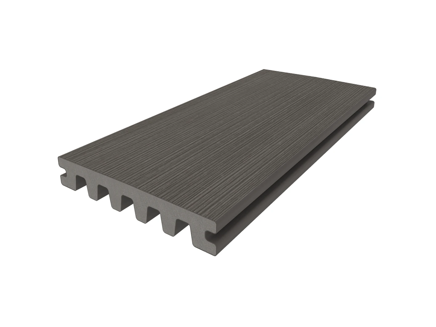 Composiet Vlonderplank 2.3 x 13.8 cm (23 x 138 mm) Enkelzijdig Donkergrijs - Lengte 400 cm - Afbeelding 1
